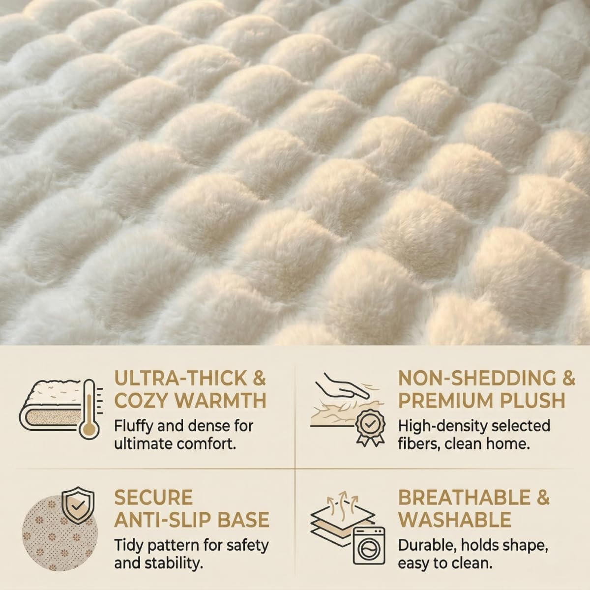 Faux Rabbit Fur Rug, 3D Bubble Fluffy Soft Runner, Rectangle Fuzzy Carpet for Living Room, Bedroom, Machine Washable Shaggy Rug,Soft rRug for Window Sill (Dusty Pink 39.3"×78.7")