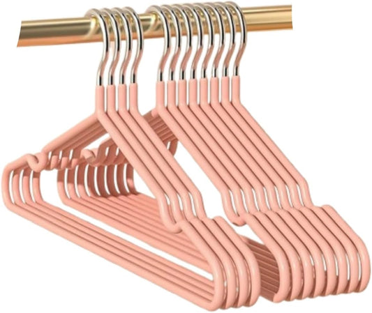 Metal Wire Clothes Hangers Coat Hangers Standard Hangers for Shirts, Pants, Dress,Trouser,Jacket (10, Pink)