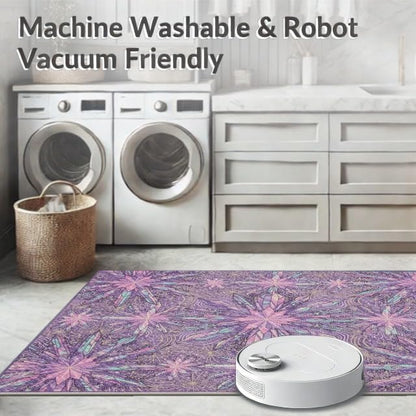 Design&I 5'x7' Easy Clean Abstract Abstract Accent Rug, Pink Sleek Flatweave Pet Friendly & Non-Slip Built-in Grip Floor Covering for Small Living Room, Playroom, Bedroom | 2156615