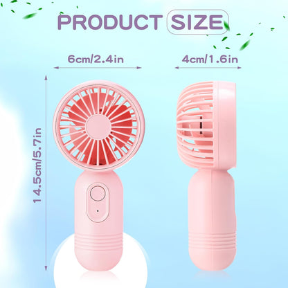Rossesay 6 Pcs Mini Portable Fan Bulk Cute Handheld Lightweight Small Little Personal Hand Eyelash Fan 3 Speeds USB Rechargeable for Women Men Indoor Outdoor Makeup Travel (Pink)