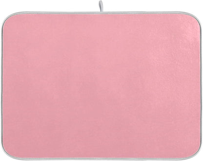 Light Pink Printed Dish Drying Mat for Kitchen Counter Absorbent Dishes Drainer Protector Pad Fast Dry Kitchen Accessories 18x24inch
