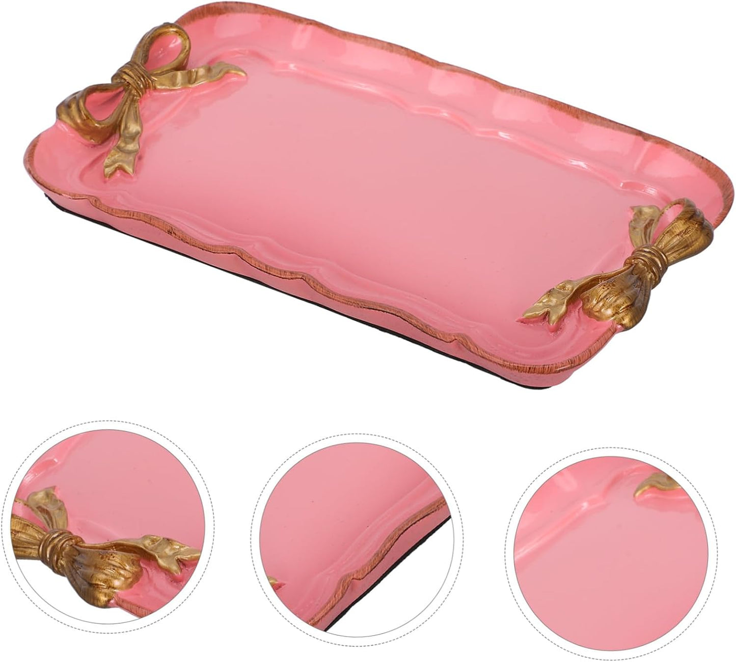 Elegant Resin Bowknot Plate Dessert Tray Snack Holder Pink Perfect for Present Home Decor