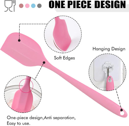 Silicone Spatula Set 5 Pieces Heat Resistant Non-Stick Rubber Spatulas for Baking Cooking Mixing Scraping Nonstick Cookware Kitchen Utensils (Pink)
