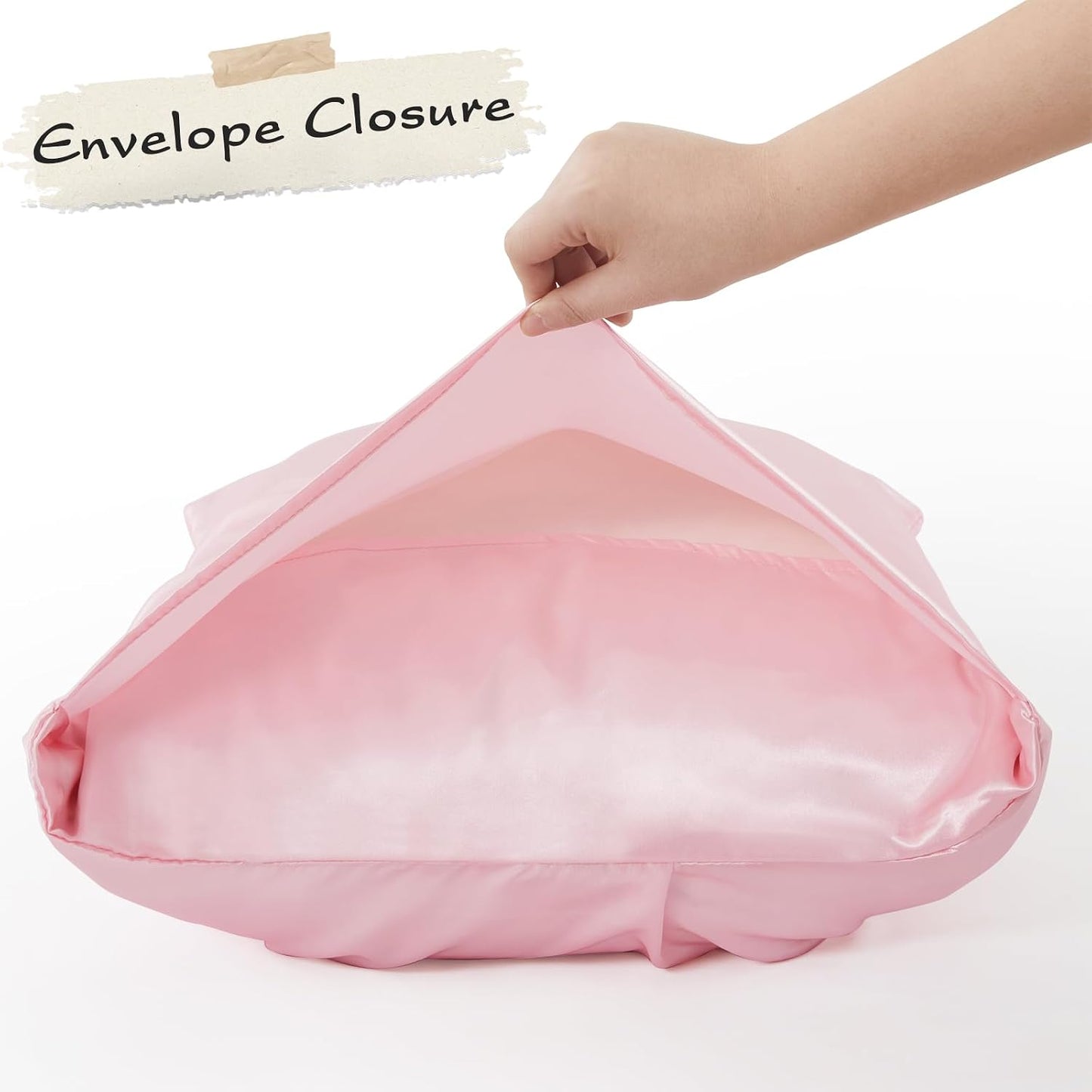 P Pothuiny Pintuck Satin Pillowcase Standard Size Set of 2, Blush Pink Satin Pillow Shams Pinch Pleated Silky Smooth Pillow Covers for Hair, Decorative Pillow Case with Envelope Closure