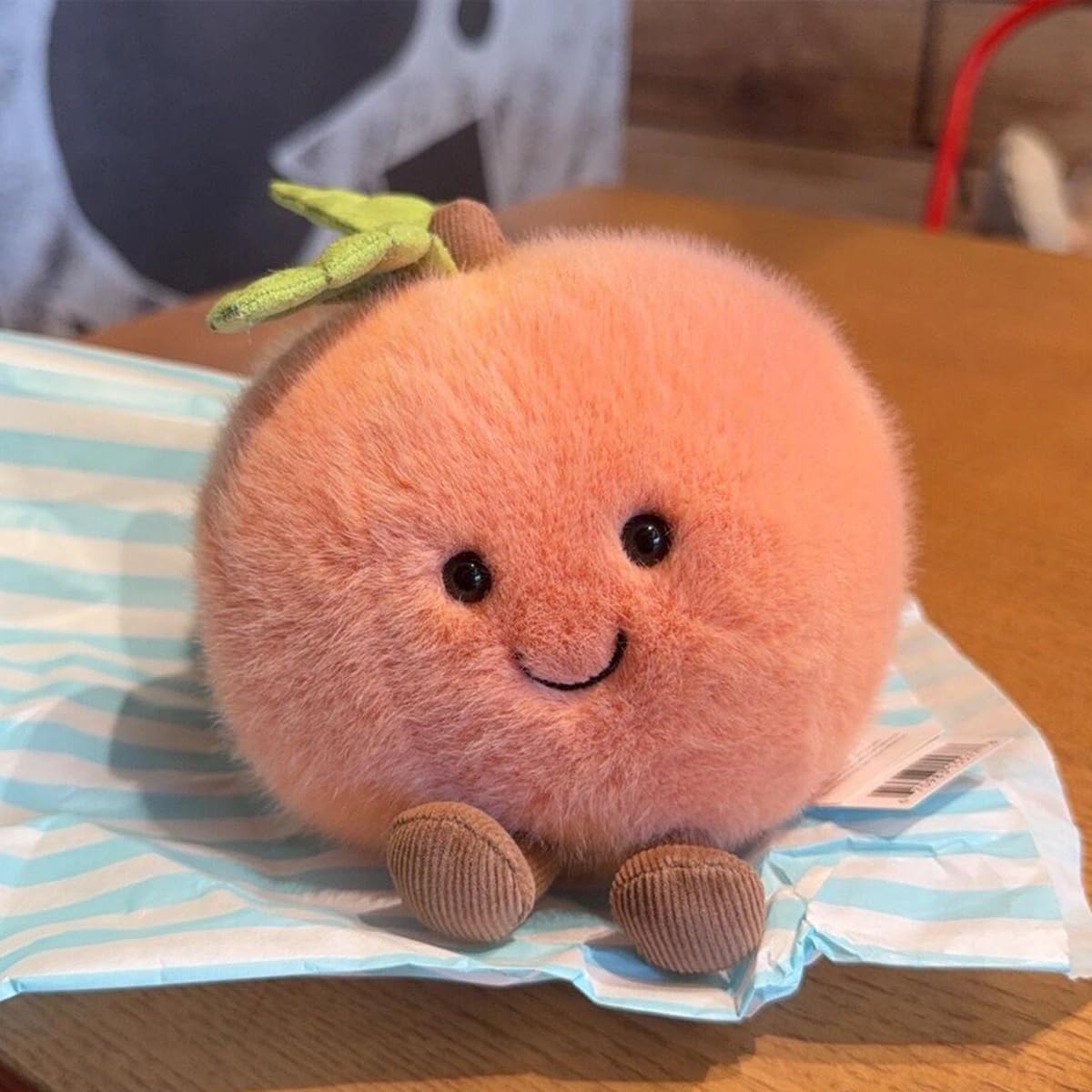 Peach Plush Toy, 4.7" Funny Fruit Plushies, Soft Food Stuffed Animals Kawaii Birthday Gifts for Teen Boys
