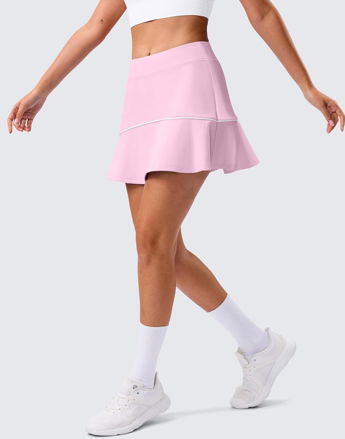 SANTINY Tennis Skirts for Women Pleated Athletic Skirt with 2 Pockets Stretchy Shorts Casual Pickleball Golf Skort