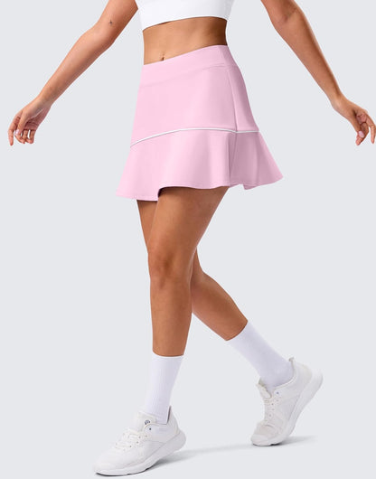 SANTINY Tennis Skirts for Women Pleated Athletic Skirt with 2 Pockets Stretchy Shorts Casual Pickleball Golf Skort