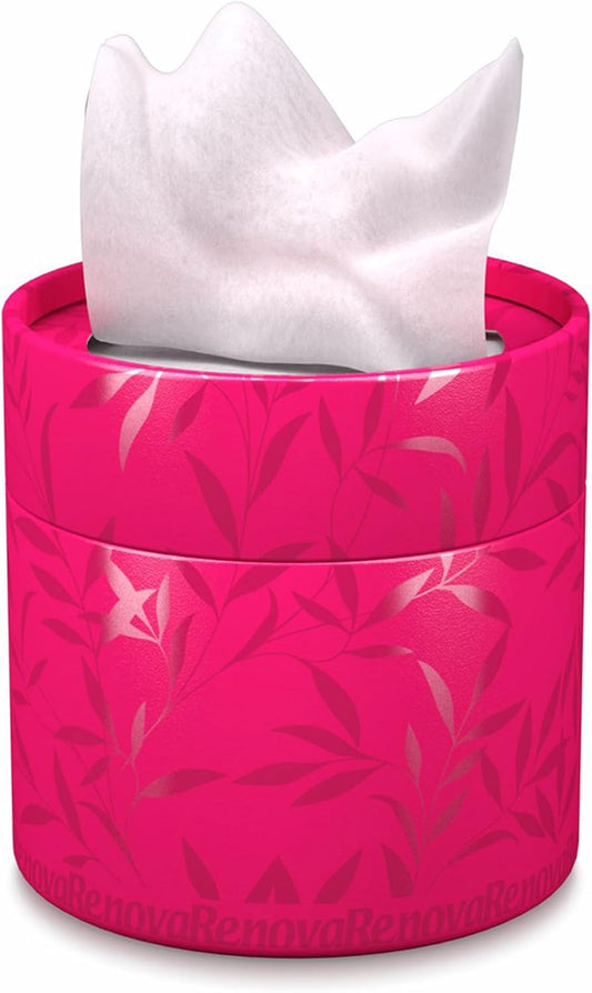 Renova White Facial Tissue-Colored Round Box 3 Ply-40 Tissues (Pink)