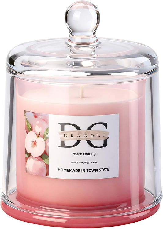 White Peach Oolong Scented Candle – Natural Soy Wax, 30+ Hours Long-Lasting Aromatherapy for Home
