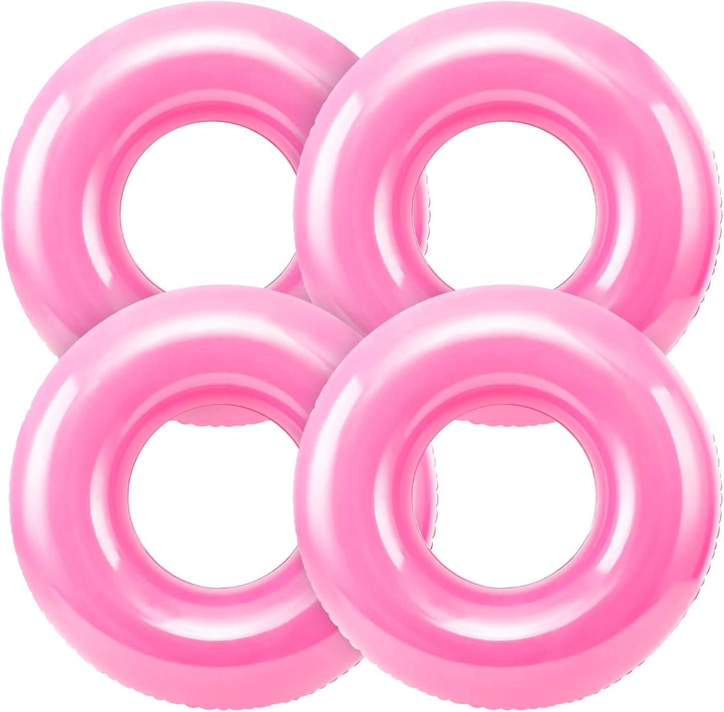 4 Pcs 28" Pink Inflatable Pool Float for Summer Beach Party, Swim Tube Bulk Swimming Ring Pool Floaties for Adults, Summer Vacation Beach Themed Party Bachelorette Party Decor