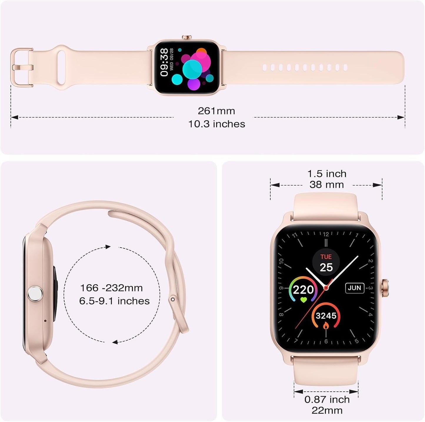 Fitpolo Smart Watch for Women Android & iPhone, Alexa Built-in [1.8" HD Screen] IP68 Waterproof Fitness Watch with Bluetooth Call (Answer/Make), Heart Rate/Sleep/SpO2 Monitor, 105 Sports Trackers