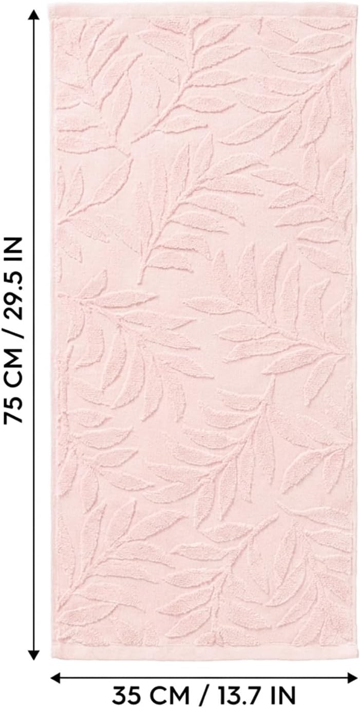 Artoid Mode 2 Pcs Pink 3D Leaves Jacquard Hand Towels for Bathroom, 100% Cotton Soft Absorbent Bathroom Decor Towels, 13.7 x 29.5 Inch
