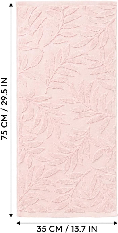 Artoid Mode 2 Pcs Pink 3D Leaves Jacquard Hand Towels for Bathroom, 100% Cotton Soft Absorbent Bathroom Decor Towels, 13.7 x 29.5 Inch