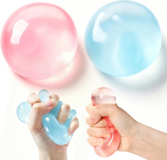 2 PCS Coconut Oil Squishy – Formable No-Rebound Stress Relief Balls, Sensory Fidget Toys for Study Work & Relaxation, Calming Desk Decor Anxiety Relief Gifts for Kids & Adults(Blue+Pink)