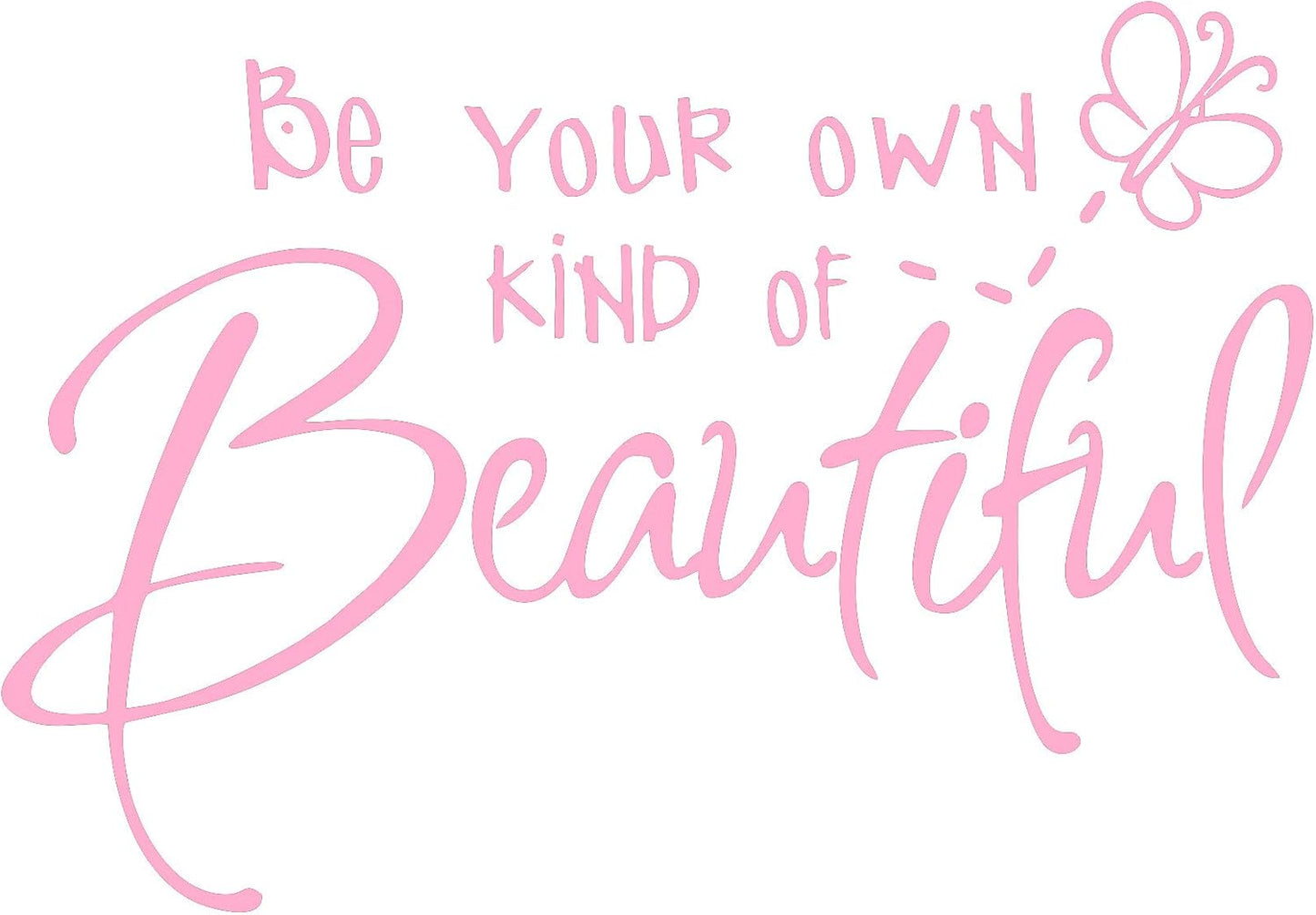 Be Your Own Kind of Beautiful Wall Stickers Quote, CUNYA DIY Vinyl Butterfly Decal Wallpaper Wall Decor for Bedroom Teen Girl Home Decoration (Pink)
