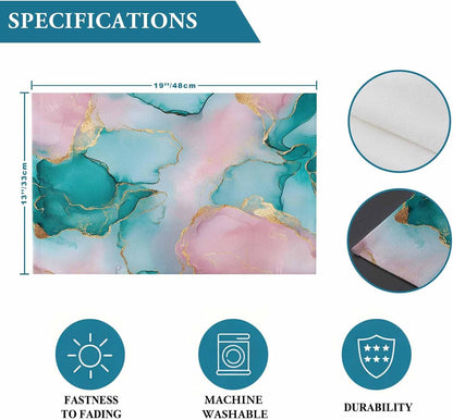 Water Pink Marble Placemat Set of 4 Non-Slip Placemats for Dining Table Abstract Style Washable Table Mats, Heat Resistant Kitchen Table Mats for Party, Dining Room & Home Decor