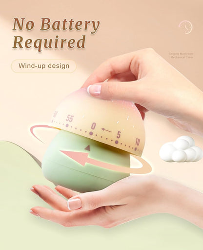 No Battery Mechanical Timer - Multifunctional Cooking Timer Baking Study Office Compact 92g Plastic Design (Green&Pink)