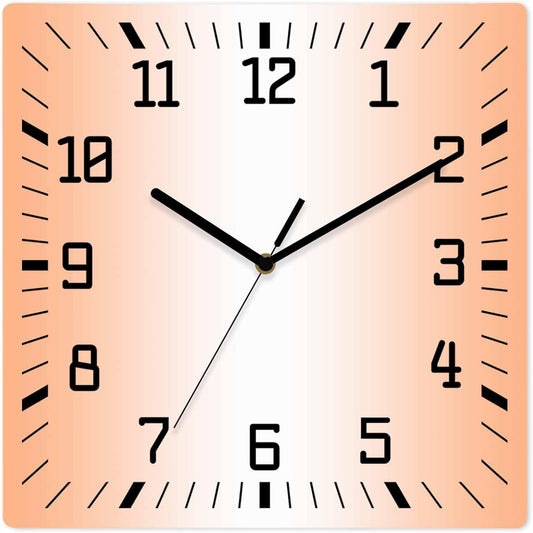 Wall Clock 10in Ombre Coral Pink White Silent Non Ticking Square Wall Clock Gradient Color Decorative Clock for Living Room Bedroom Office Kitchen Decor