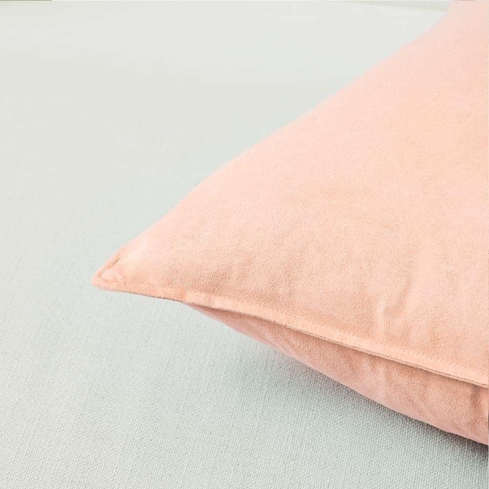 Fancy Homi 2 Packs Premium Faux Suede Decorative Throw Pillow Covers, Super Soft Square Pillow Case,Solid Cushion Cover for Couch/Sofa/Bedroom (18" x 18", Set of 2, Peach)