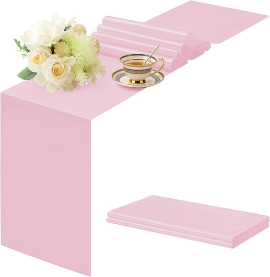 Q&J Fabric Co 2 Packs Satin Table Runners, 12x108 Inches Long, Silk-Like Smooth Pink Satin Table Decor for Festive Christmas Thanksgiving Wedding Birthday Party Banquets Decorations