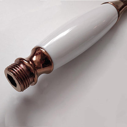 Handheld Shower Head Bell Shape White Ceramic Handle Stainless Steel (Rose Gold)