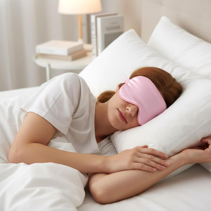 4 Pack Sleep Mask Silk Eye Mask Block Light Eye Sleep Shade Cover Blindfold Reduces Puffy Eyes Traveling Gifts for Night Sleeping Office Travel Party Games Suitable for Men Women (Pink)
