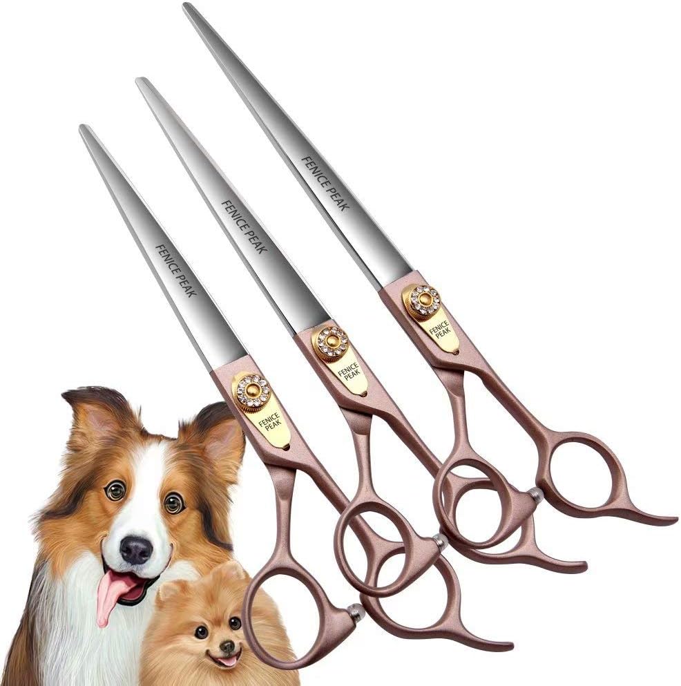 8'' Dog Straight Scissors for Grooming 440C Stainless Steel Rose Gold Professional Pet Trimming Scissors Sharp Blades Cutting for Dogs and Cats Shears