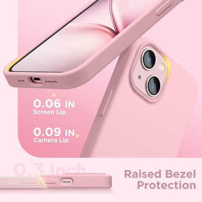 GolbinBox Magnetic for iPhone 13 Case & iPhone 14 Case, Compatible with MagSafe, [Soft Anti-Scratch Microfiber Lining], Slim Liquid Silicone Shockproof Protective Phone Case 6.1 inch, Peach Pink