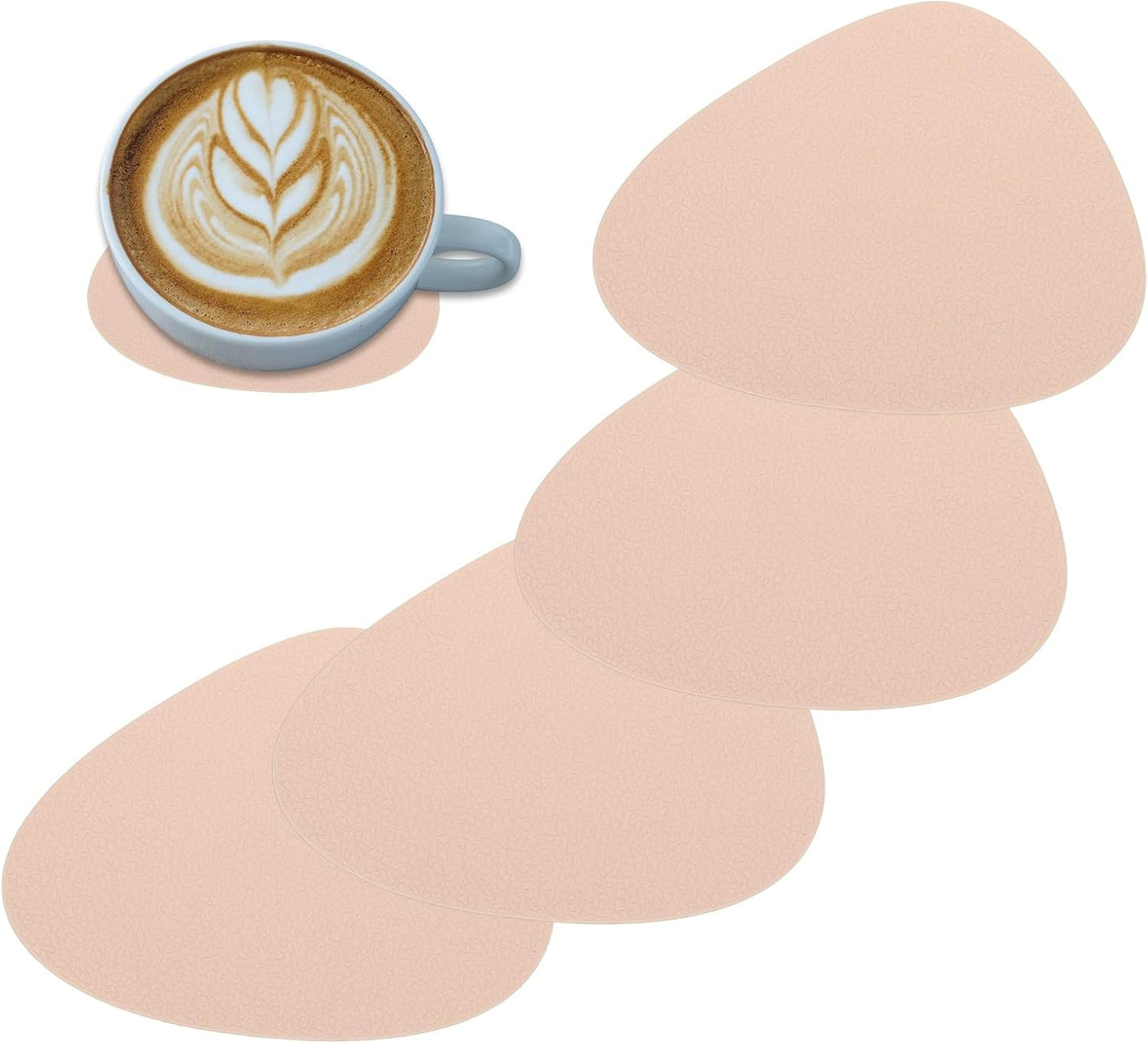 uxcell 4 Pcs Silicone Coasters for Drinks, 5 Inch Non-Slip Protective Cup Coaster Heat Resistant Glass Cushion for Bar Kitchen Office Decor, Light Pink