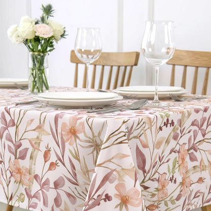 Floral Linen Texture Tablecloth, 60 x 60 Inch, Watercolor Print | Stain & Spill Resistant, Wrinkle Resistant, Reinforced Hem Stitching, Washable Polyester, Fade Resistant Print