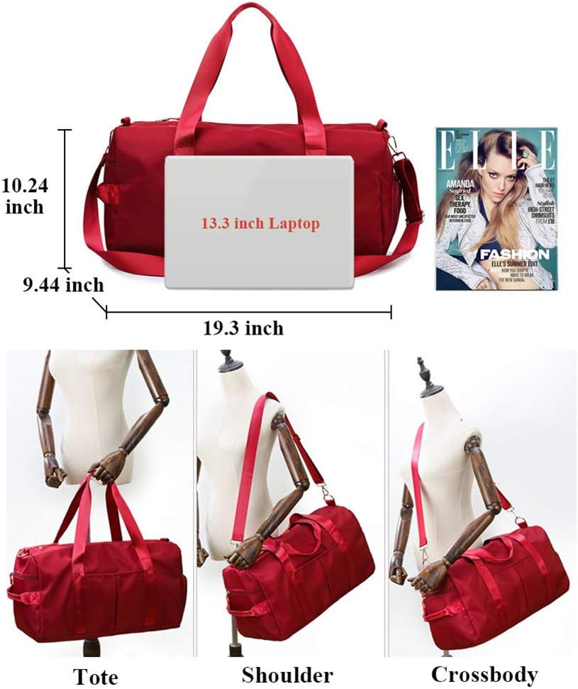 Sports Gym Bag for Women Travel Duffel Bag with Wet Pocket and Shoes Compartment for Training Swim Yoga(Pink)