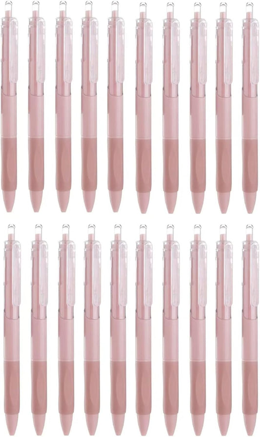 YYaaloa 20pcs Cute Pens Black Gel Ink Pens Retractable 0.5mm Gel Pens Bullet Point Nice Gifts Fun Pens for Women Office Supplies (20, Pink)