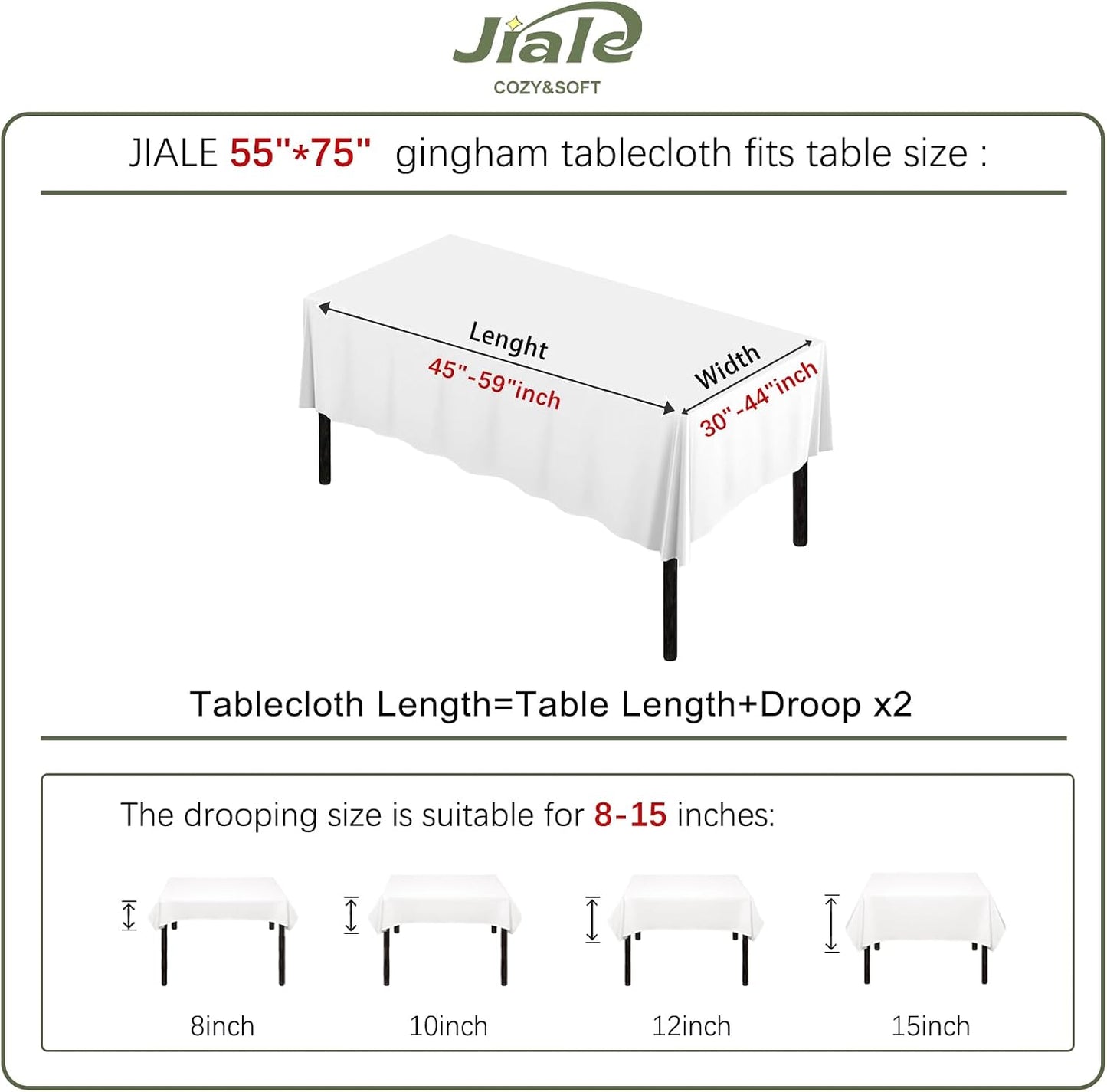 JIALE Gingham Tablecloth Rectangle Cotton Linen Fabric Checkered Table Cloth with Tassel Washable Wrinkle Free Buffalo Plaid Table Cover for Birthday Party Picnic Outdoor, Pink, 55x75