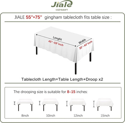 JIALE Gingham Tablecloth Rectangle Cotton Linen Fabric Checkered Table Cloth with Tassel Washable Wrinkle Free Buffalo Plaid Table Cover for Birthday Party Picnic Outdoor, Pink, 55x75