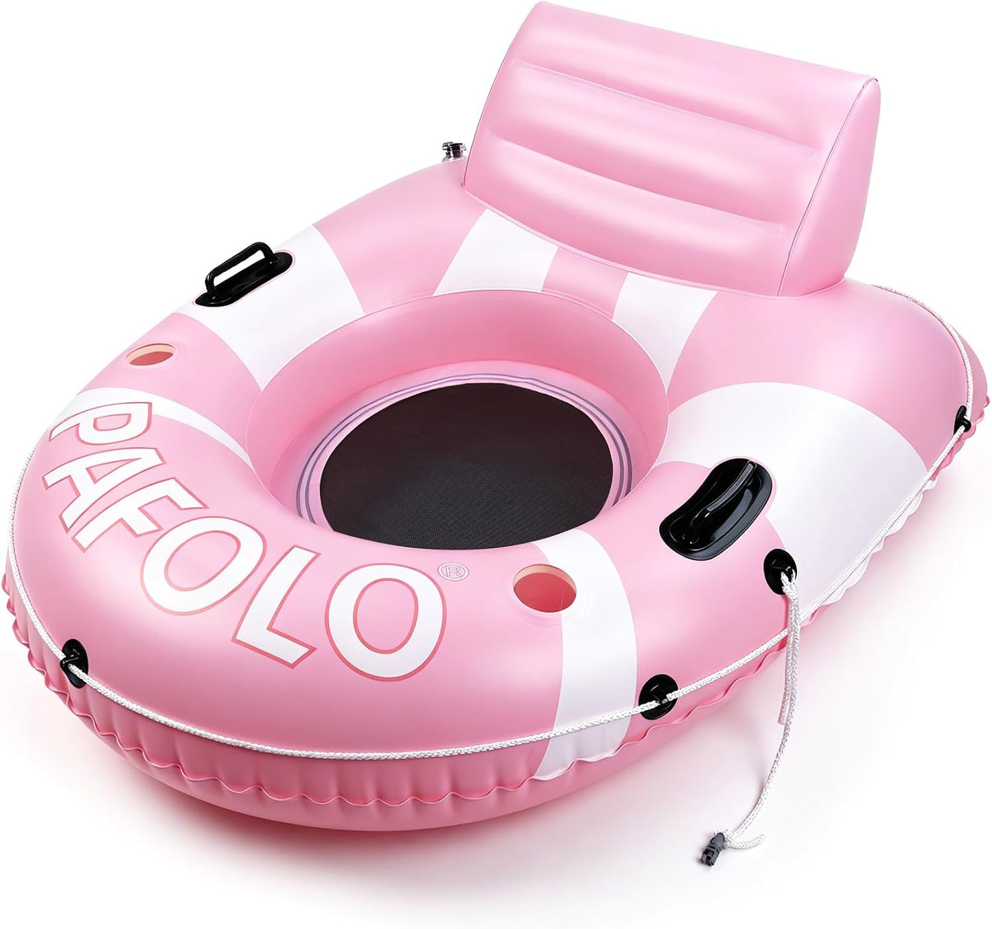 River Tubes for Floating Heavy Duty, 53" Inflatable Pool Floats Adult, Water Tube with Mesh Seat, Full Support Headrest, 2 Cup Holder, 450lb Capacity - Ideal for Pool, River, Lake Float