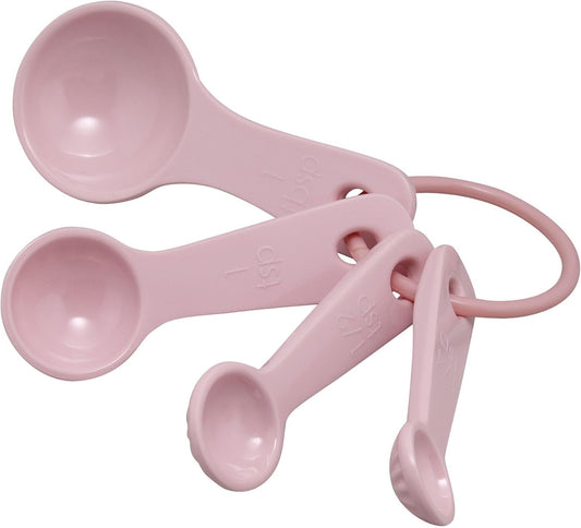 UP 4-Piece Latte Style Melamine Measuring Spoons Set, Professional Nesting Baking and Cooking Tools for Liquid and Dry Ingredients, Pink