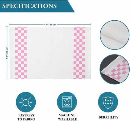 Pink Check Plaid Placemat Set of 4 Non-Slip Placemats for Dining Table Buffalo Farmhouse Style Pattern Washable Table Mats, Heat Resistant Kitchen Table Mats for Party, Dining Room & Home Decor
