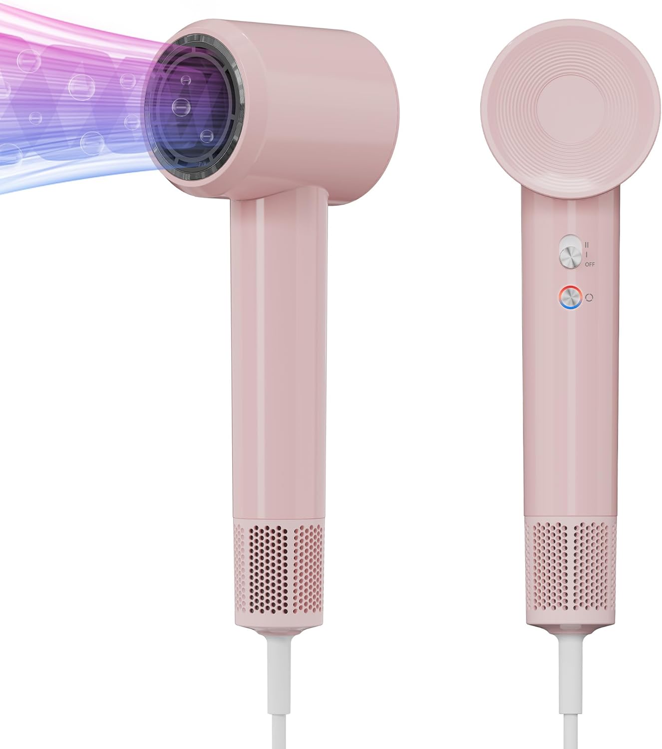 Ionic Hair Dryer, 110000 RPM High-Speed BLDC Motor, Fast Drying Blow Dryer with Negative Ion Technology, 8 Heat & Speed Modes for Curly Thick & Fine Hair, Low Noise Lightweight, Baby Pink
