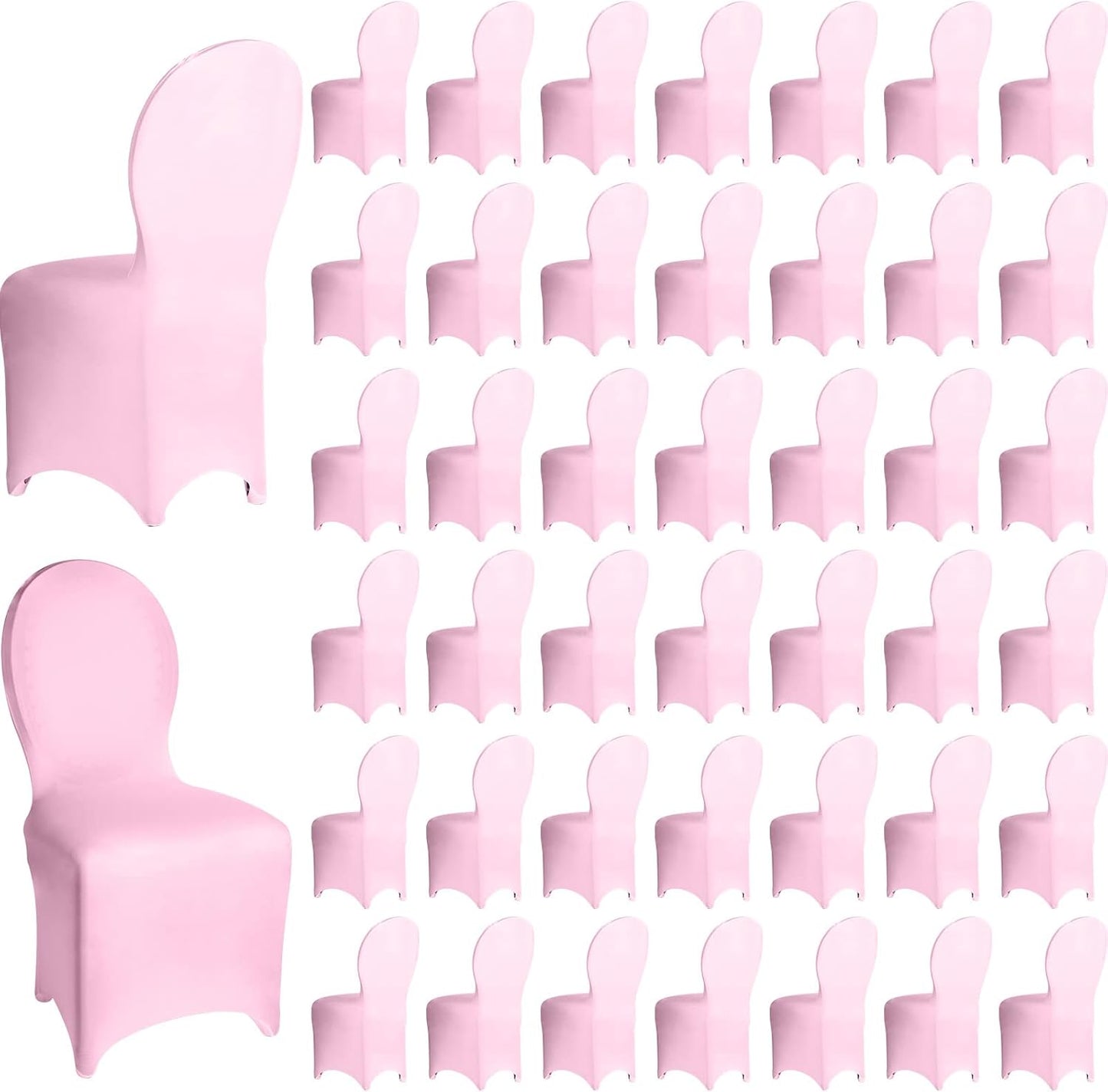 Macarrie 60 Pcs Chair Covers Wedding Seat Slipcovers Polyester Spandex Folding Chair Covers for Wedding, Banquet Party, Celebration Event, Dining Room, Living Room(Pink)