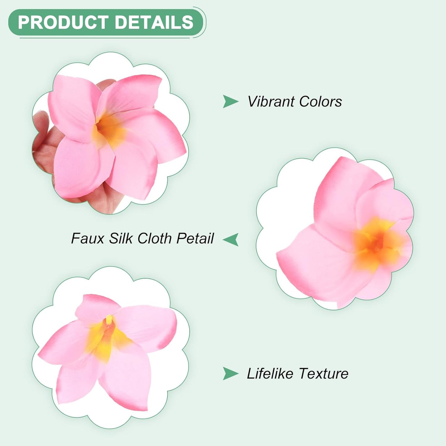 M METERXITY 30-Pack Artificial Plumeria Flowers, Fake Silk Heads Flower Hawaiian Plumeria Petal for DIY Crafts/Dress/Wedding/Party Decoration [Pink, 3.9"/ 10cm]