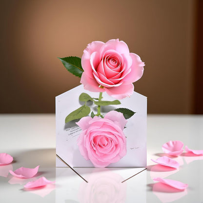 Artificial Silk Rose Stem, 16.8 inches, Single Long Stem Flower for Home Decor, Table Centerpiece Arrangement Valentine's Day Gift (Pink)