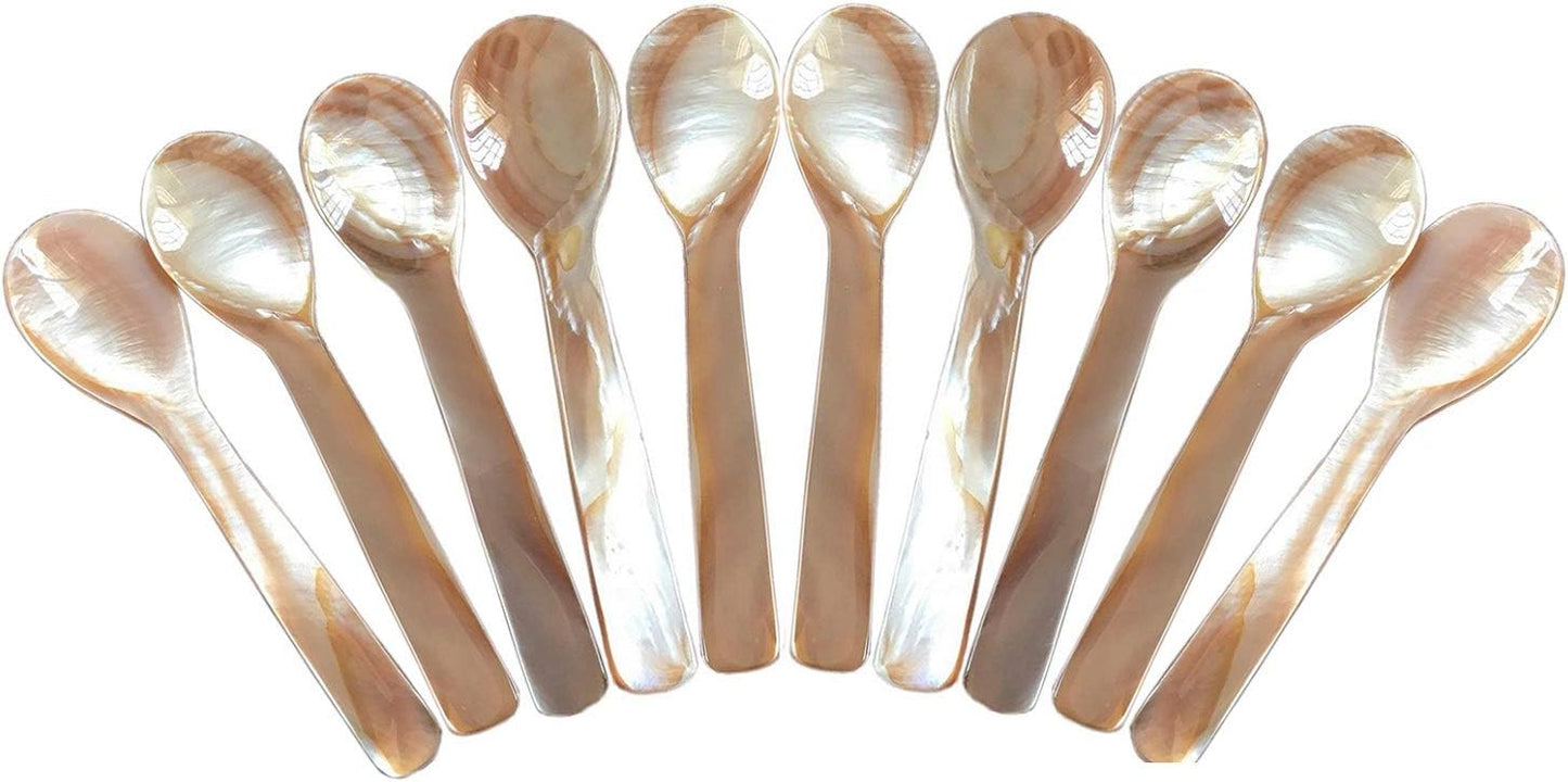 DUEBEL Mother of Pearl MOP Caviar Spoons Pink - Set of 10 pcs