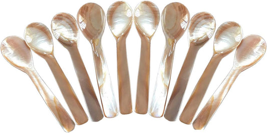 DUEBEL Mother of Pearl MOP Caviar Spoons Pink - Set of 10 pcs