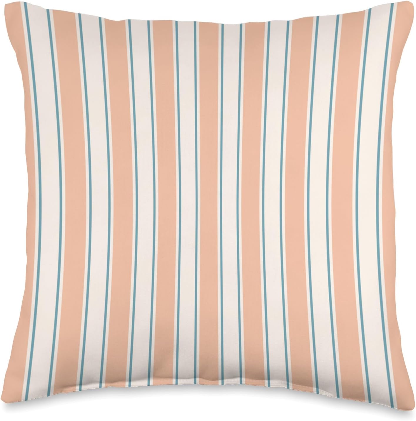Cute Pastel Peach and Cream Classic Vertical Stripe Pattern Throw Pillow