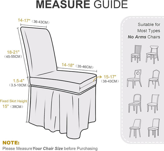 NICEEC Spandex Chair Covers for Dining Chairs Covers Set of 2 Removable Dining Room Chair Covers with Skirt Parson Chair Slipcovers Washable Chair Protector for Kitchen Wedding Banquet(Pink)