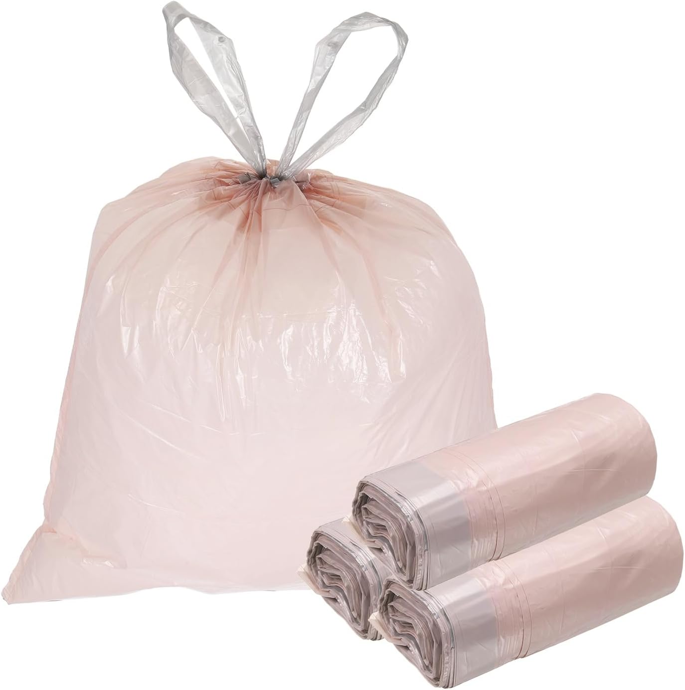 uxcell 80 Count Trash Bags with Drawstring, 5.2 Gallon 20" Garbage Bags, Unscented Bathroom Trash Can Bin Liners Tear-Free Design for Home Office Kitchen Living Room Bedroom Car, Pink