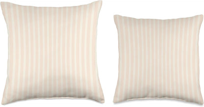 Pastel Soft Peach Alabaster White Striped Pattern Aesthetic Throw Pillow