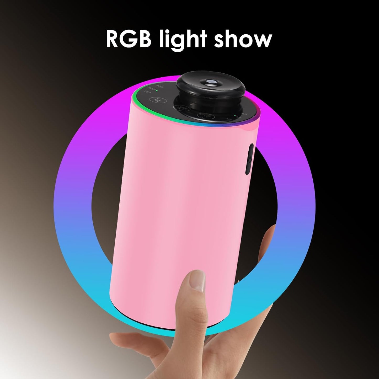 Waterless Essential Oil Diffuser with 8 Color LED Night Light, 3 Mist Levels & Timers, Portable Rechargeable Aromatherapy Diffuser for Home Car Room Studio Office, Metal (Pink)