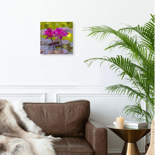 3dRose, Pink Nymphaea, Botanic Garden, Coral Gables, Florida., 10x10 Wall Clock