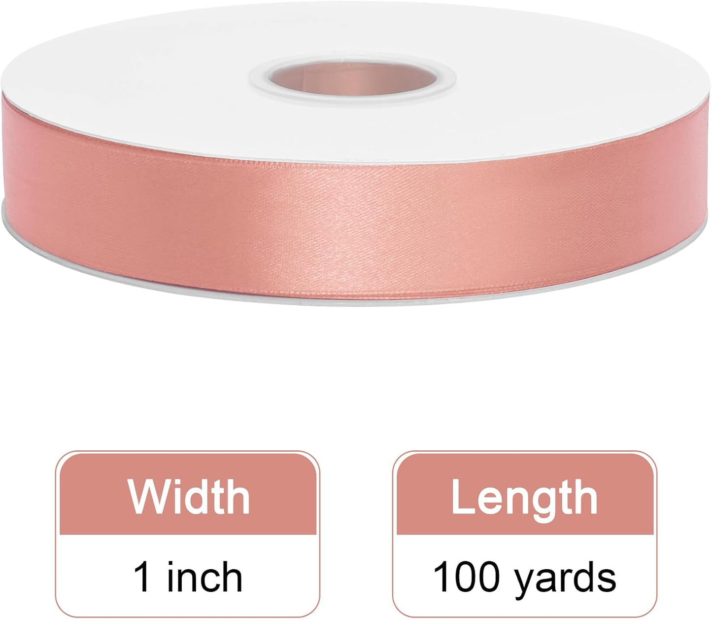 Double Face Peach Pink Satin Ribbon 1 Inch X 100 Yards Polyester Peach Pink Ribbons for Gift Wrapping Crafts Flower Bouquet Sewing Arts Wedding Party Decoration